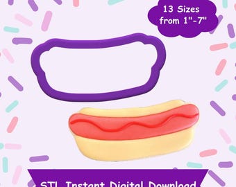 Hotdog Cookie Cutter STL Digital Download - STL Instant Digital Download for 3D Printing - Food Cookie Cutter STL