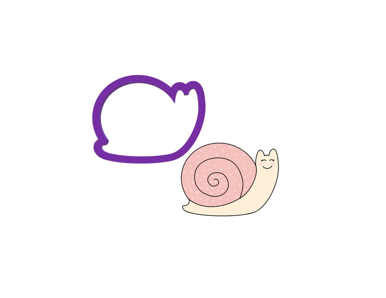 K&ouml;nnte beinhalten: Ein rosafarbener und wei&szlig;er Schnecken-Ausstecher mit einem l&auml;chelnden Gesicht. Der Ausstecher ist in Form einer Schnecke mit einer spiralf&ouml;rmigen Schale und einem kleinen K&ouml;rper.
