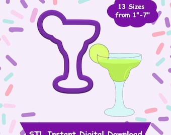 Margarita Cookie Cutter STL Digital Download - STL Instant Digital Download for 3D Printing - Drink Cookie Cutter STL