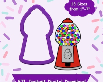 Gumball Machine Cookie Cutter STL Digital Download - STL Instant Digital Download for 3D Printing -Candy Cookie Cutter STL