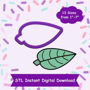 Leaf Cookie Cutter STL Digital Download - STL Instant Digital Download for 3D Printing - Plant Cookie Cutter STL