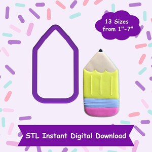 Pencil Cookie Cutter STL Digital Download - STL Instant Digital Download for 3D Printing - School Cookie Cutter STL