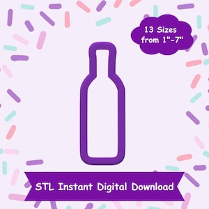 Wine Bottle Cookie Cutter STL Digital Download - STL Instant Digital Download for 3D Printing - Drink Cookie Cutter STL