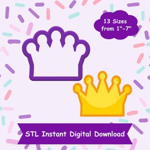 Crown Cookie Cutter STL Digital Download - STL Instant Digital Download for 3D Printing - King Cookie Cutter STL