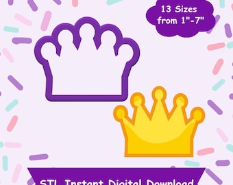 Crown Cookie Cutter STL Digital Download - STL Instant Digital Download for 3D Printing - King Cookie Cutter STL