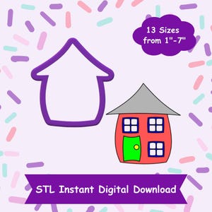 Scaricamento digitale STL del tagliabiscotti Fun House - Scaricamento digitale istantaneo STL per stampa 3D - Tagliabiscotti House STL