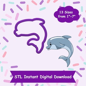 Delphin Cookie Cutter STL digitaler Download - STL Sofortiger digitaler Download für 3D Druck - Tier Cookie Cutter STL