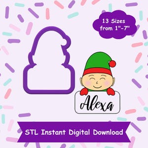 Elf Holding a Sign Cookie Cutter STL Digital Download - STL Instant Digital Download for 3D Printing - Christmas Cookie Cutter STL