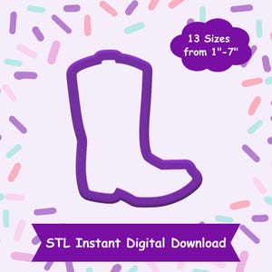 Cowboy Boot Cookie Cutter STL Digital Download - STL Instant Digital Download for 3D Printing - Cowboy Cookie Cutter STL
