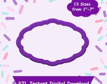 Oval Plaque #4 Cookie Cutter STL Digital Download - STL Instant Digital Download for 3D Printing - Plaque Cookie Cutter STL