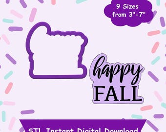 Happy Fall Cookie Cutter STL Digital Download - STL Instant Digital Download for 3D Printing - Fall Word Cookie Cutter STL