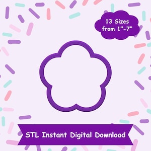 5 Scallop Flower Cookie Cutter STL Digital Download - STL Instant Digital Download for 3D Printing - Flower Cookie Cutter STL