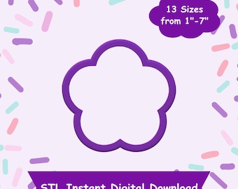 5 Cortador de biscoitos em forma de flor de vieira STL Download digital - Download digital instantâneo STL para impressão 3D - Cortador de biscoitos em forma de flor STL