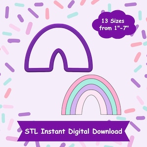 Arch Rainbow Cookie Cutter STL Digital Download - STL Instant Digital Download for 3D Printing - Rainbow Cookie Cutter STL