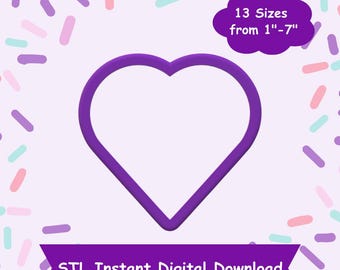 Cortador de galletas con forma de corazón n.° 4, descarga digital STL - Descarga digital instantánea STL para impresión 3D - Cortador de galletas STL de San Valentín