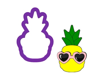Pineapple with Glasses Cookie Cutter - Fruit Cookie Cutters - Food Cookie Cutters - Fondant Cutters - Polymer Clay Cutters - Cookie Cutters