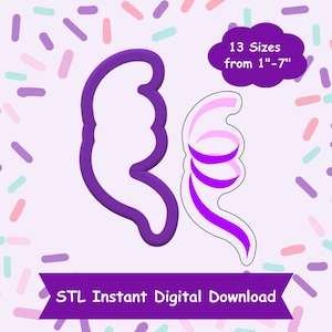 Party Ribbon Cookie Cutter STL Digital Download - STL Instant Digital Download for 3D Printing - Birthday Cookie Cutter STL
