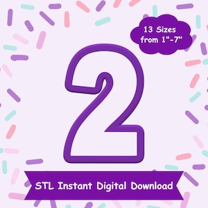 数字 2 クッキー カッター STL デジタル ダウンロード - 3D 印刷用の STL インスタント デジタル ダウンロード - 数字 クッキー カッター STL