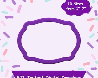 Rectangle Plaque #3 Cookie Cutter STL Digital Download - STL Instant Digital Download for 3D Printing - Plaque Cookie Cutter STL
