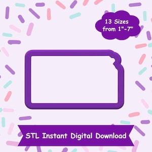 Peut inclure: Fichier STL téléchargeable instantanément pour une forme rectangulaire vide de couleur violette. Le fichier est disponible en 13 tailles de 1 à 7 pouces.