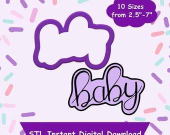 Baby Word Cookie Cutter STL Digital Download - STL Instant Digital Download for 3D Printing - Baby Cookie Cutter STL