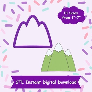 Mountains Cookie Cutter STL Digital Download - STL Instant Digital Download for 3D Printing -Outdoors Cookie Cutter STL