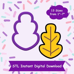 Leaf #2 Cookie Cutter STL Digital Download - STL Instant Digital Download for 3D Printing - Plant Cookie Cutter STL