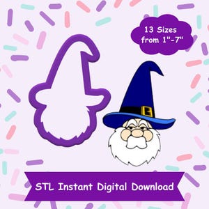Wizard Head Cookie Cutter STL Digital Download - STL Instant Digital Download for 3D Printing - Wizard Cookie Cutter STL