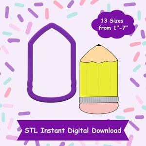 Pencil #2 Cookie Cutter STL Digital Download - STL Instant Digital Download for 3D Printing - School Cookie Cutter STL