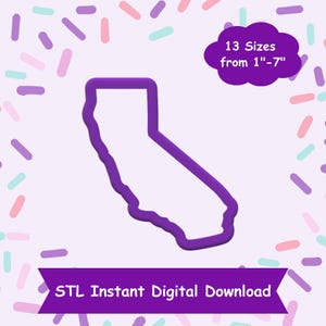 California Cookie Cutter STL Digital Download - STL Instant Digital Download for 3D Printing - State Cookie Cutter STL
