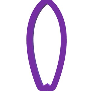 May include: A purple surfboard outline, a simple graphic design.