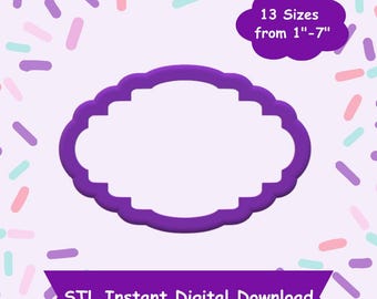Oval Plaque #8 Cookie Cutter STL Digital Download - STL Instant Digital Download for 3D Printing - Plaque Cookie Cutter STL