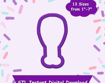 Chicken Leg Cookie Cutter STL Digital Download - STL Instant Digital Download for 3D Printing - Food Cookie Cutter STL