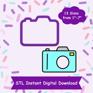 Camera Cookie Cutter STL Digital Download - STL Instant Digital Download for 3D Printing - Photographer Cookie Cutter STL
