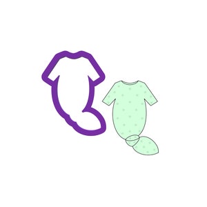 Knotted Baby Gown Cookie Cutter - Baby Outfit Cookie Cutter - Baby Cookie Cutters - Cookie Cutters - Clay Cutters - Fondant Cutters