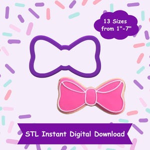 Bow Cookie Cutter STL Digital Download - STL Instant Digital Download for 3D Printing - Hair Bow Cookie Cutter STL