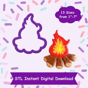 Camp Fire #2 Cookie Cutter STL Digital Download - STL Instant Digital Download for 3D Printing - Camping Cookie Cutter STL