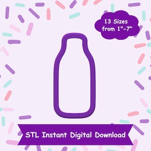Bottle Cookie Cutter STL Digital Download - STL Instant Digital Download for 3D Printing - Milk Bottle Cookie Cutter STL