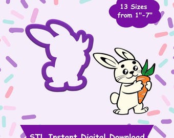Bunny with Carrot Cookie Cutter STL Digital Download - STL Instant Digital Download for 3D Printing - Easter Cookie Cutter STL