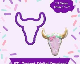 Cow Skull Cookie Cutter STL Digital Download - STL Instant Digital Download for 3D Printing - Cow Cookie Cutter STL