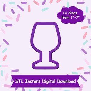 Wine Glass Cookie Cutter STL Digital Download - STL Instant Digital Download for 3D Printing - Drink Cookie Cutter STL