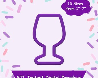 Cortador de galletas de copa de vino STL Descarga digital - Descarga digital instantánea STL para impresión 3D - Cortador de galletas de bebida STL