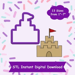 Sand Castle Cookie Cutter STL Digital Download - STL Instant Digital Download for 3D Printing - Beach Cookie Cutter STL