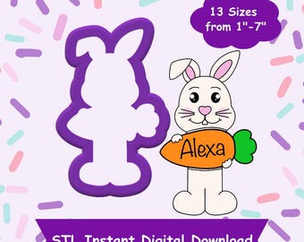 Bunny Holding Carrot Cookie Cutter STL Digital Download - STL Instant Digital Download for 3D Printing - Easter Cookie Cutter STL