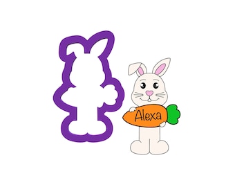 Bunny Holding Carrot Cookie Cutter - Easter Cookie Cutters - Easter Cookies - Fondant Cookie Cutters - Craft Cookie Cutter