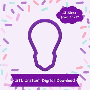 Cortador de galletas con forma de bombilla Descarga digital STL - Descarga digital instantánea STL para impresión 3D