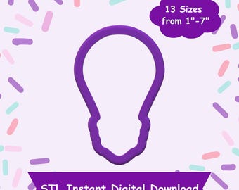 Cortador de galletas con forma de bombilla Descarga digital STL - Descarga digital instantánea STL para impresión 3D