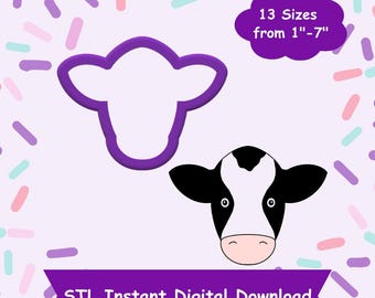 Cow Head Cookie Cutter STL Digital Download - STL Instant Digital Download for 3D Printing - Cow Cookie Cutter STL