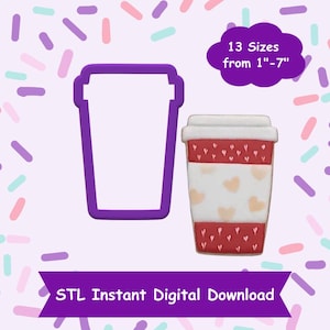 Coffee Cup Cookie Cutter STL Digital Download - STL Instant Digital Download for 3D Printing - Coffee Cookie Cutter STL
