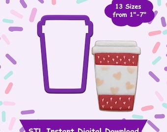 Kaffeetasse Cookie Cutter STL digitaler Download - STL Sofortiger digitaler Download für 3D-Druck - Kaffee Cookie Cutter STL